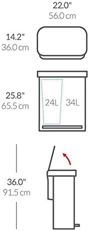 simplehuman 58 Liter / 15.3 Gallon Rectangular Hands-Free Kitchen Recycling Voice and Motion Sensor Dual Compartment Trash Can, Rose Gold