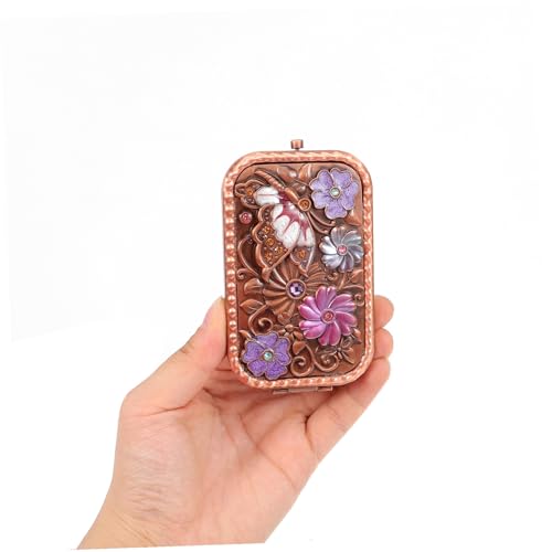 Miroir de maquillage pliable vintage double face portable chic - 5