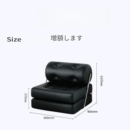 3WAY 変形ソファベッド 一人用 コンパクト 防水合成皮革 高反発クッション 45Dスポンジ 固定背もたれ 強化スチール ペット対応 狭小部屋 賃貸 寝室 ゲストルーム 仮眠ベッド 北欧 モダン (B, 80*80*66) [3]