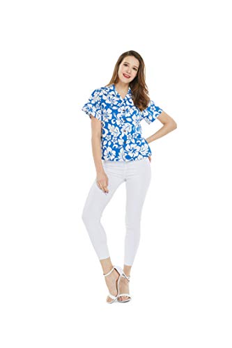 Image of Hawaii Hangover Family Matching Clothes, Classic Vintage Hibiscus Blue | Family matching Hawaiian outfits, Classic Vintage Hibiscus Blue, 100% cotton, machine washable, tropical floral print, luaus