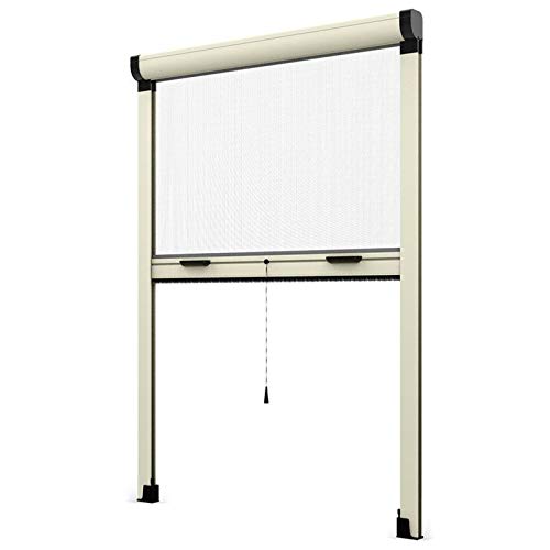 La zappa Moustiquaire à rouleau vertical pour porte/fenêtre en aluminium (ivoire, 120 x h 250 cm)