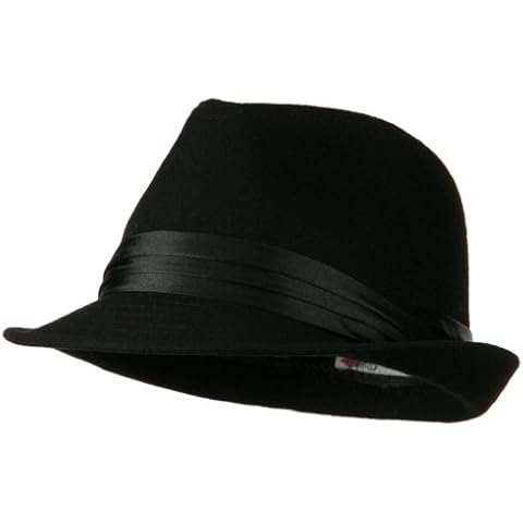 Fedora with Pleated Satin Band - Black OSFM Cover