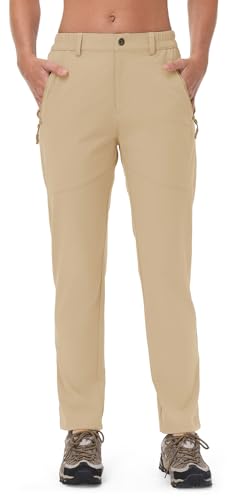 Rdruko Women's Hiking Pants Lightweight Quick Dry Water Resistant Outdoor Travel Work Pants,Light Khaki, XXL — view 6