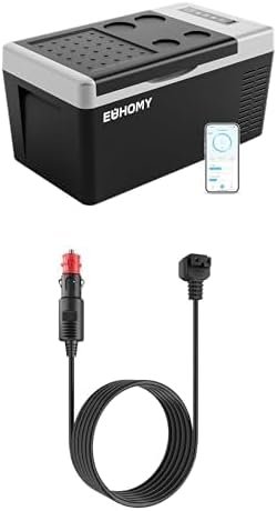 Bundle of EUHOMY 12 Volt Refrigerator, 19QT(18L) Compressor Electric Cooler+EUHOMY AC Power Cord