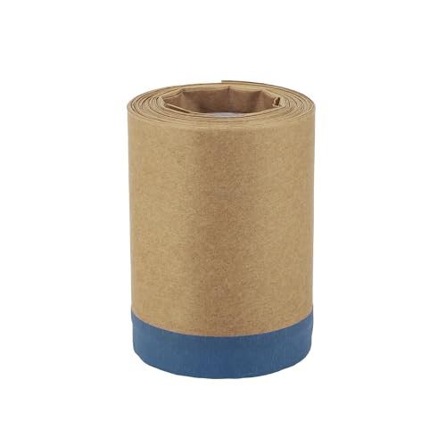 Image of Pre-Taped Masking Paper Automotive Paint Masking Paper Kraft Paper Natural Fiber Material 1 Pc 1500x10cm / 49.21ftx3.94 inch Brown Blue