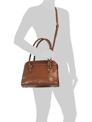 Image of Patricia Nash Calvi Leather Satchel with Crossbody Strap, 12.5 x 9.5 Inches (Tan)