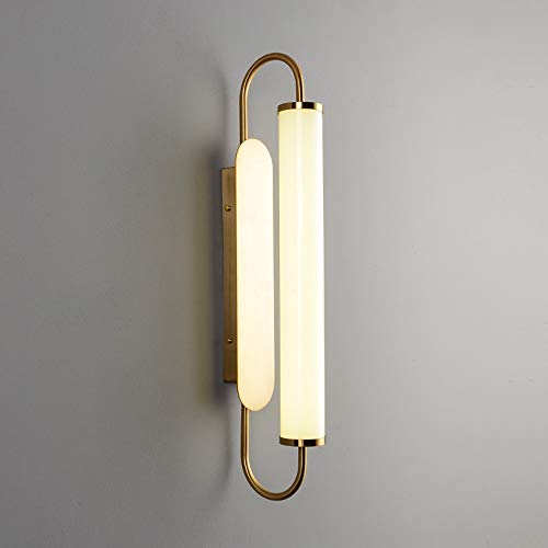 Applique murale géométrique dorée LED 12W avec tube en verre blanc