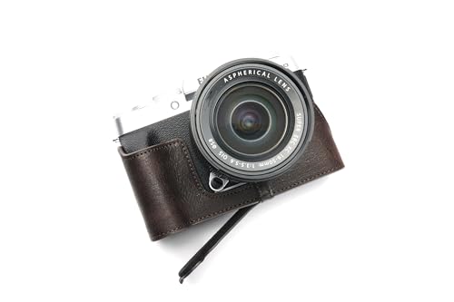 Demi-housse Fujifilm XT200 cuir brun foncé pour voyage