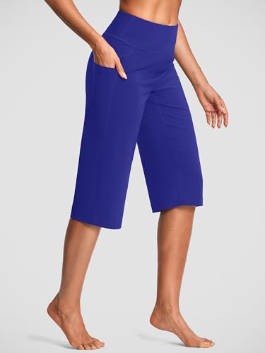 Image of ISEEGZ 15 inch / 18 inch / 21 inch / 25 inch Capri Pants for Women High Waist with Pockets Women's Capris Workout Yoga Pants Loose Straight Leg