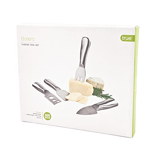 True Quartet Tool Set Brushed Stainless Steel, Knives, Cheese Forks, Dishwasher Safe, Set Of 4, Silver #TOP4