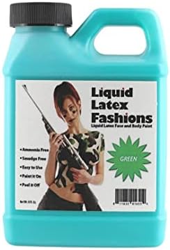 Green 8 Oz - Liquid Latex Body Paint, Ammonia Free No Odor, Easy On and Off, Cosplay Makeup, Creates Professional Monster, Zombie Arts
