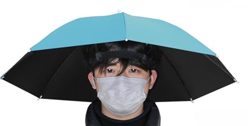 Cutdred ヘルメット 日除け 傘 つば ヘルメット取付用 日除けカバー かさ 70p ヘルメットバイザー 紫外線カット ガーデニング 農作業 帽子 UV 日よけ 作業用 熱中症対策 メンズ 釣り (空色)