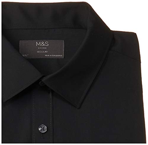 Image of Marks & Spencer Mens Solid Polyester Blend Collared Neck Regular Fit Easy Iron Shirt (Pack of 2)
