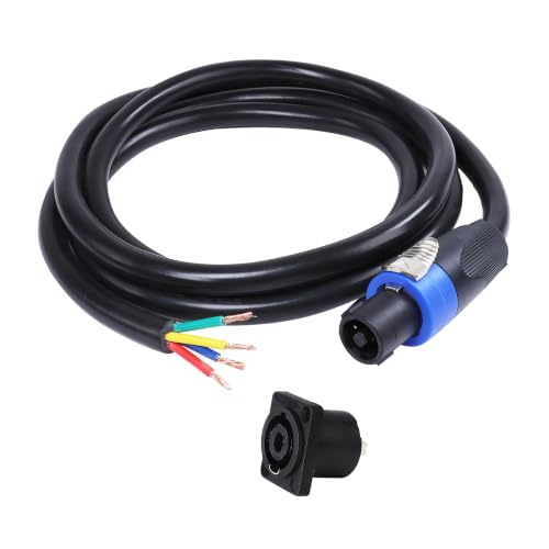SUNNAREPOON 4 Conductor Speakon Cables to Bare Wire 6 Feet 1 Pack