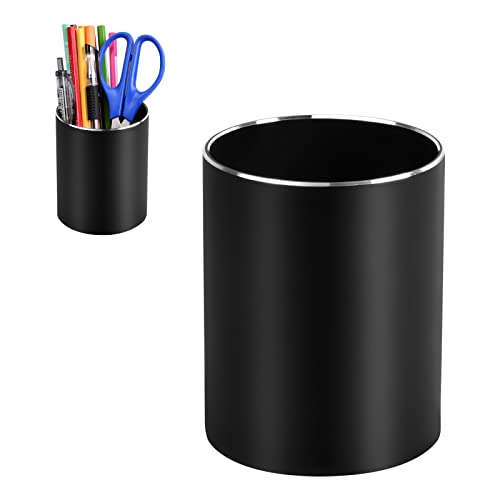 Laughhe Porte-stylo Pot a Crayon Rond, Métal Porte-crayons Durable, Aluminium Porte stylo pour Bureau d'affaires, école, Maison, Salle de Classe Cover