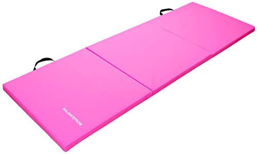 Balancefrom 1.5" Thick Three Fold Folding Exercise Mat With Carrying Handles For Mma, Gymnastics And Home Gym, Pink #TOP1