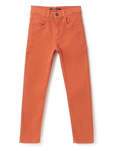 Image of Tales & Stories Boys Slim Fit Denim Jeans | 5-Pocket Stylish Mid-Rise Pants| Durable Cotton Denim Lycra with Button Closure | Casual Wear