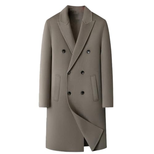 Abrigo largo de lana exclusivo corte holgado cruzado formal de invierno