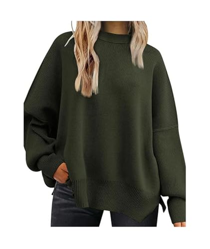 Image of SEMATOMALA Women's Oversized Plain Batwing Sweaters Fall Winter Crewneck Trendy Pullover Knit Jumper Tops