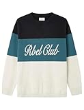 Springfield GG12 RBEL Club Jacquard Knit Structure Block Color Pullover Jersey De Punto, Gris, M para Hombre