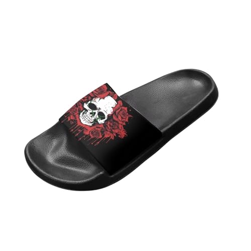 Skull Sandals Women Non-Slip Single Band Slide Sandals Non-Slip Soft Sole Flat Slippers For Indoor Outdoor2
