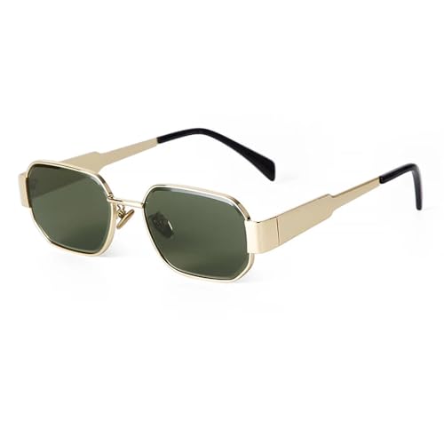 Lunettes de soleil monture métallique rétro rectangulaire unisexes avec verres teintés