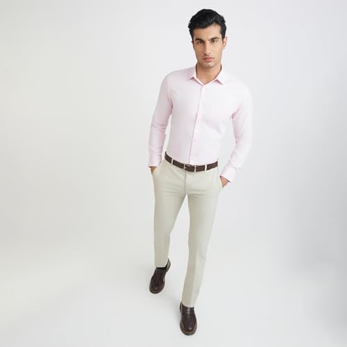 Image of Park Avenue Men Cotton blend Slim Fit Structure Pattern Semi Cutaway Collar Formal Shirt