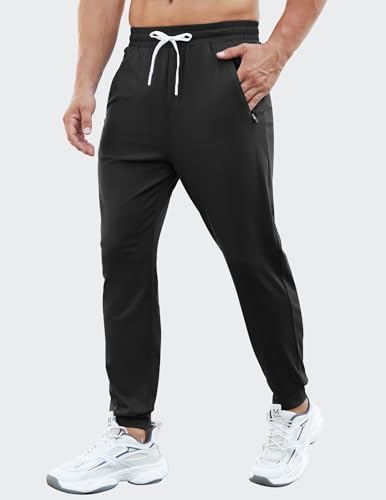 PINSPARK Men's Joggers with Zipper Pockets Stretch Lightweight Athletic Track Pants Gym Quick Dry Workout Pants for Men2