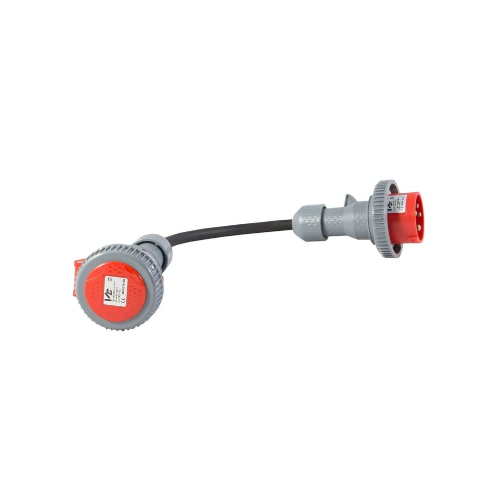 Adattatore mobile industriale di fase 400V 32A poli 3P+N+E Serie diamante rosso VB CEI EN 60309-1-2 certificazione CE