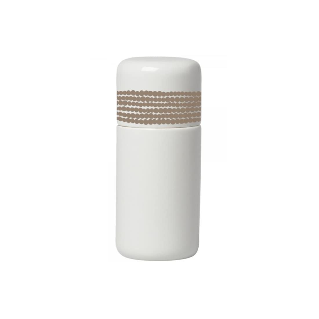 MARIMEKKO Oiva Räsymatto Stoneware Spice Grinder (White &amp; Beige) — Refine Your Kitchen Décor with Our Iconic White Stoneware — Perfect Spice Grinder for Kitchen — Fine Grinder for Spices (2"W x 6"H)