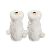 Christmas Wine Bottle Bags Wine Bottle, Wine Bags Wine Gift Bags Drawstring Bottle Bags, Faux Fur Wine Bottle Cover, Wine Bottle Covers Gift Bags for Christmas Party Table Decorations (White 2pcs)