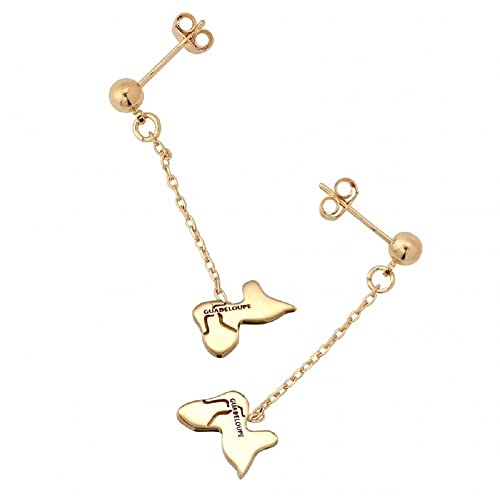 line.bijoux Boucles d'oreilles pendante'Guadeloupe 971'plaqué or 750/000 sans nickel