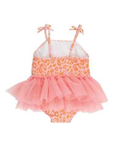 Image of RuffleButts Girls UPF50+ Sun Protection Peplum Smocked Bodice /Tulle Skirted One Piece Swimsuit
