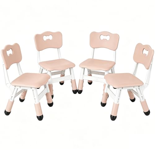 Image of FUNLIO Adjustable Kids Chair (4pcs), 3 Level Height Adjustable Toddler Chair for Ages 3-8, Sturdy Child Chair with Maximum Bearing 220lbs, for Classrooms /Daycares /Homes, CPC & CE Approved - Natural