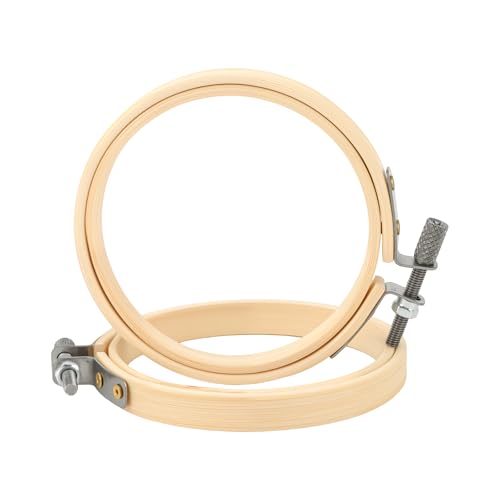 Image of SEHOI 30 Pieces 3 Inch Bamboo Embroidery Hoops, Wooden Round Adjustable Bamboo Circle Cross Stitch Hoop Rings for Art Craft Handy Sewing