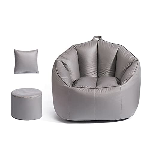 LazySof Puff Salon Funda para Sofá Perezoso Funda para Sillón Puf Sillon (Sin Relleno), Tela de Cuero Suave con Tecnología de Microfibra,Dark Gray