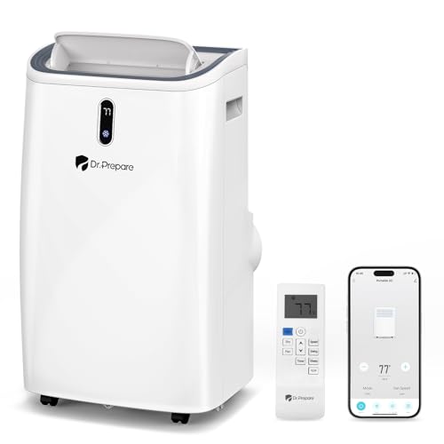 Image of DR.PREPARE 14,000 BTU Portable Air Conditioner with WiFi Enabled, Cooling, Dehumidifier, Fan & Sleep Modes 4-in-1 Portable AC w /Remote Control & 67'' Window Kit, Cools Up To 700 sq. ft, 1-24H Timers