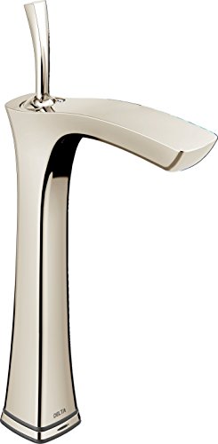 Best Review Delta Faucet 752TLF-PN Tesla Single Handle Vessel Bathroom Faucet with Touch2O.xt Technology, Polished Nickel