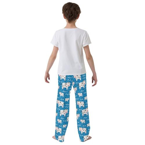 ZZXXB Funny Milk Cow Pattern Boys Long Pants Soft Trousers Elastic Waist Kids Lounge Bottoms with Pockets S-XL3