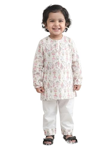 Image of POLKA TOTS Premium Cotton Night Wear for Boys & Girls | Traditional Kurta Pyjama Night Suit Set | Ultra-Soft & Breathable Nightwear for Toddlers & Baby | Kids Night Dress from Newborn to 8 Years