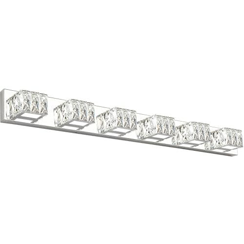 Photo 1 of **********DAMAGED*******
**********DAMAGED*******
ZUZITO 6-Light Bathroom Vanity Lights - LED Chrome Bathroom Lighting Fixtures Over Mirror - 36W Modern Vanity Lights for Bath Wall - Crystal Vanity Light Bar Cool White Light