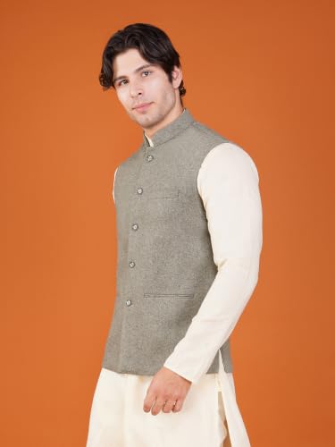 Image of Vastraa Fusion Men's Pure Wool Export-Quality Indian Traditional Nehru Jacket /Woolen Jacket For Men