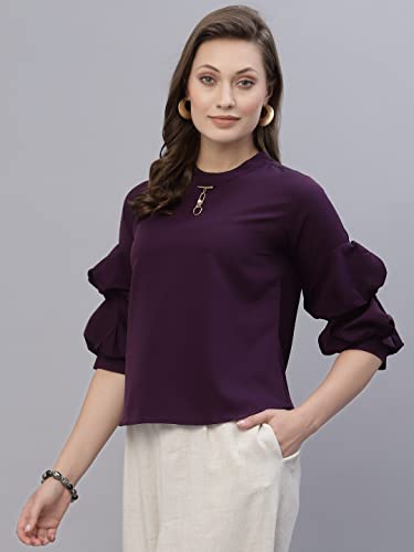 Image of Style Quotient Women Purple Crepe Top