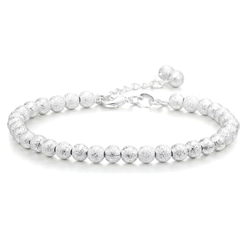 Image of Peora Sterling Silver Plated Frosted Bead Chain Bracelet for Women