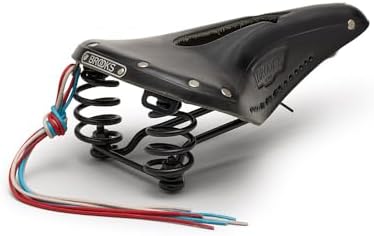 Brooks England Flyer Carved, Touring Leather Handmade Bike Saddle with Suspension Springs, Black, One Size