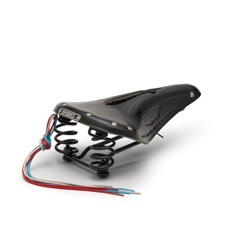 Brooks England Flyer Carved, Touring Leather Handmade Bike Saddle with Suspension Springs, Black, One Size by Brooks England - Used condition - US$123.04