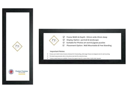 18x6 inch Panoramic Picture Frame | Black Panoramic Photo Frame & Poster Frame for Pictures, Photos, Documents, Jigsaw Puzzles, Artwork | Landscape or portrait Wall Mount Display