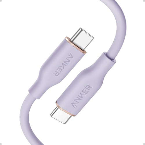 Image of Anker USB C Cable, Type C Fast Charging Flow Cord for iPhone 1716 /15 Series, MacBook Pro 2020, and More (USB 2.0,240W, 1 Pack, Purple, 6FT)