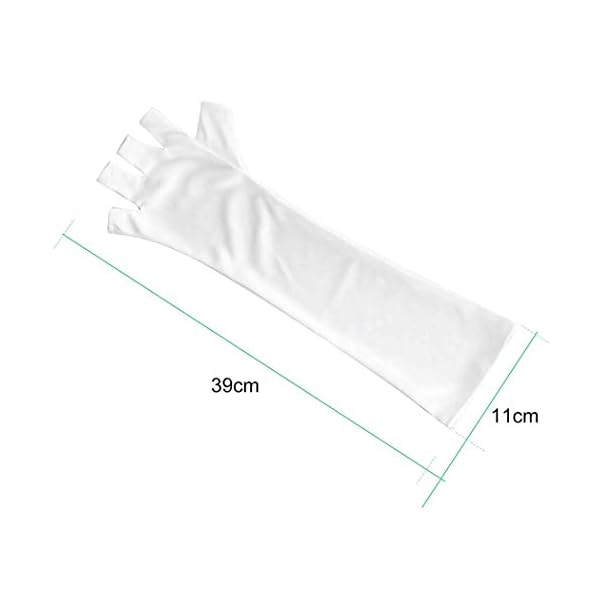 SUBAY UV Gloves for Gel Nail, UV Protection Fingerless Gloves for Manicures Nail Art, Sun Gloves for Gel Nail Lamp with UPF 50+, Long White