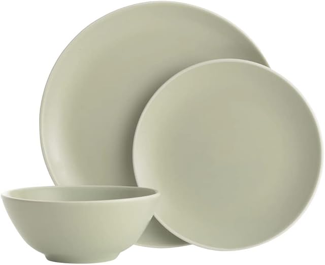 Casadomu Green 12 Piece Dinner Set Crockery Dinner Plates Bowls Dining Tableware